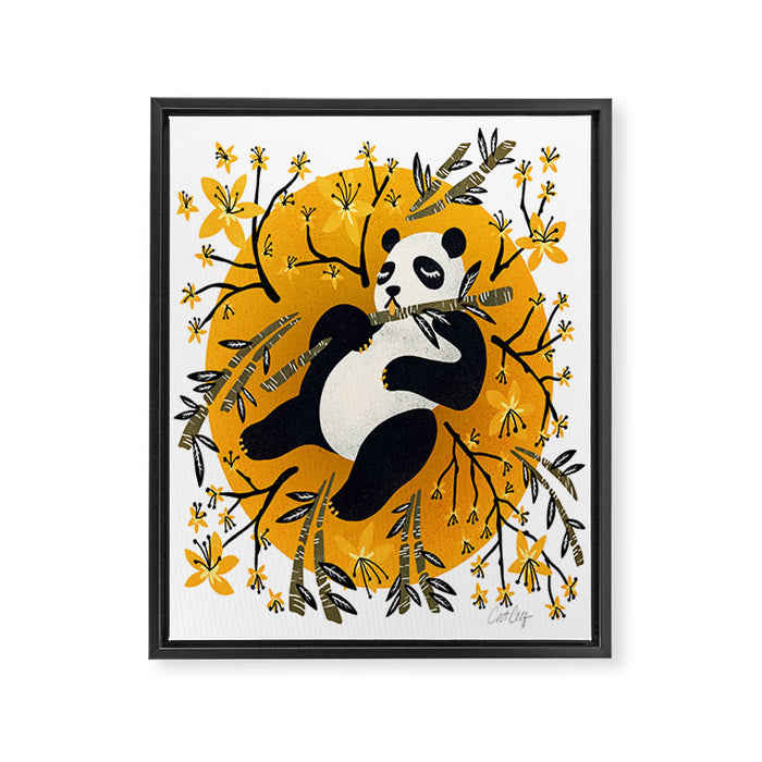 Panda Vibes - Marigold Palette Framed Canvas Print Gallery Image 1