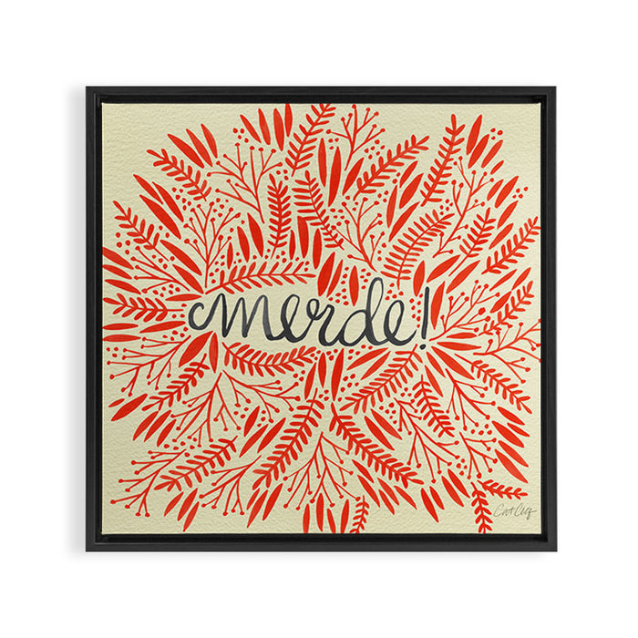 Pardon My French - Red on Cream Framed Canvas Print Gallery Image 1