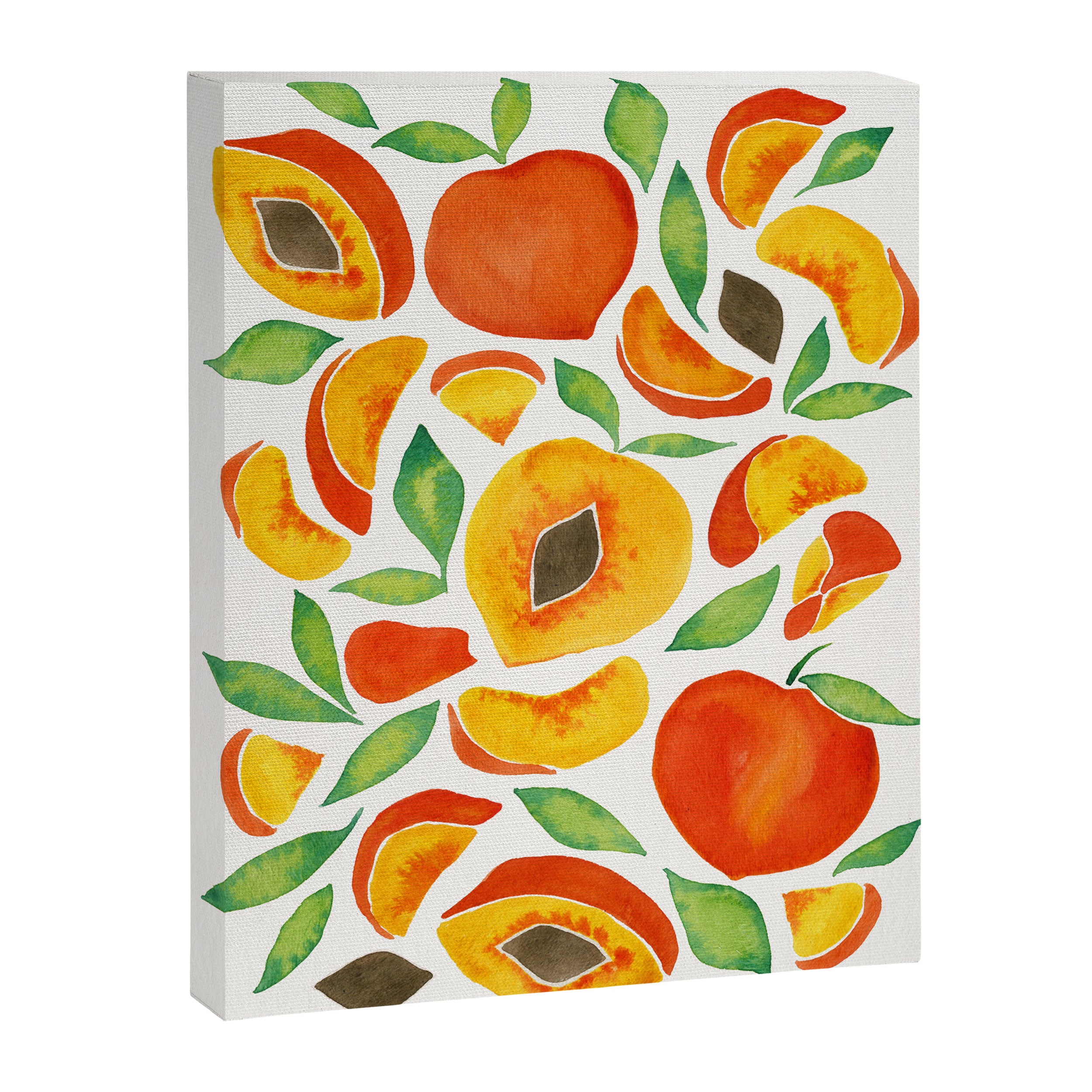 Peaches - Green Leaves Canvas Print Gallery Image 8