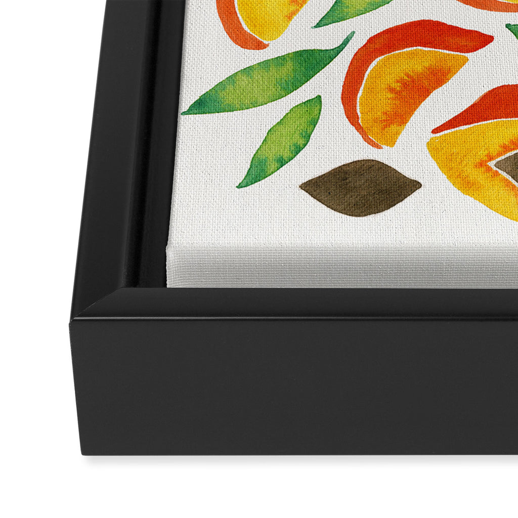 Peaches - Green Leaves Framed Canvas Print Gallery Image 3