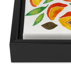 Peaches - Green Leaves Framed Canvas Print Gallery Image 3