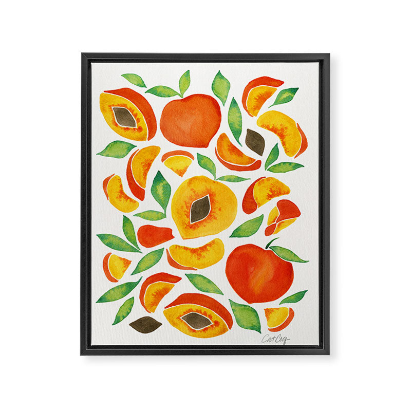 Peaches - Green Leaves Framed Canvas Print Gallery Image 8