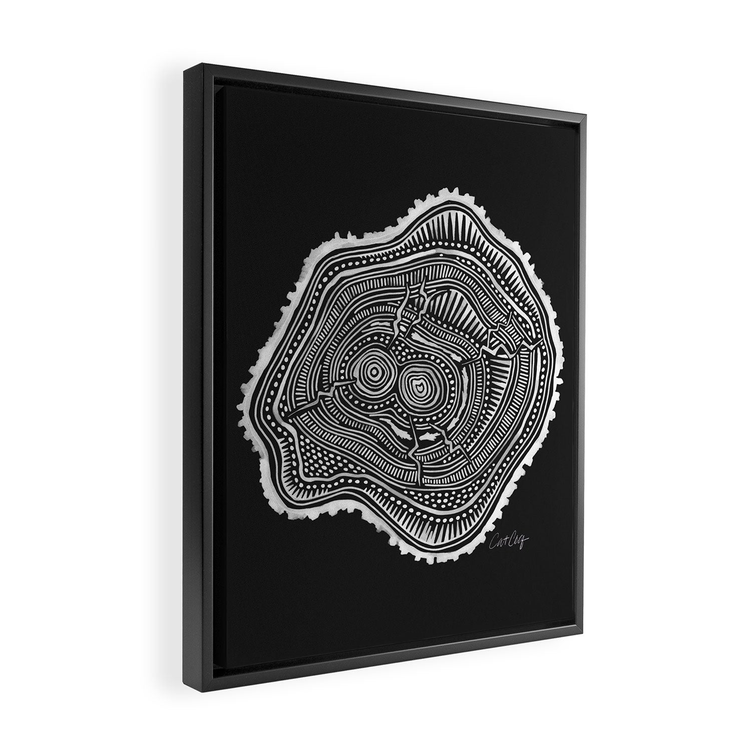 Peachleaf Willow â White on Black Framed Canvas Print Gallery Image 2
