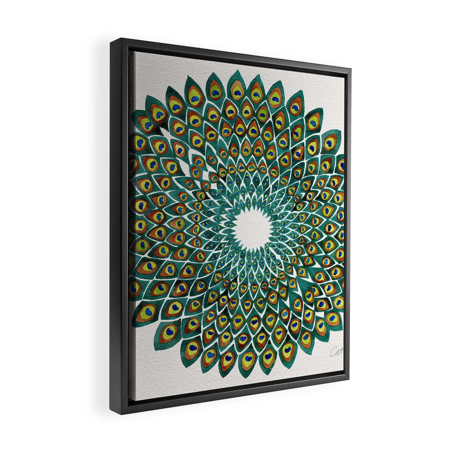 Peacock Mandala Framed Canvas Print Gallery Image 2