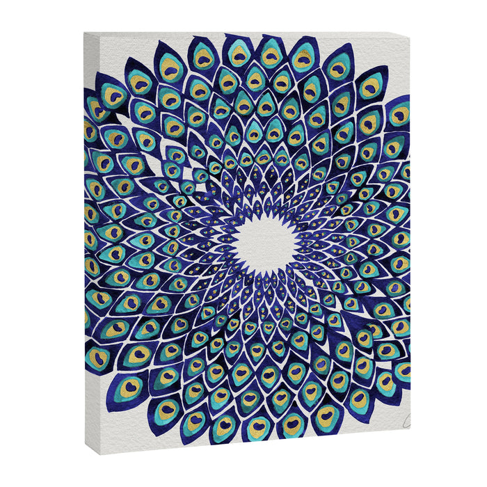 Peacock Mandala - Navy & Gold Canvas Print Gallery Image 1