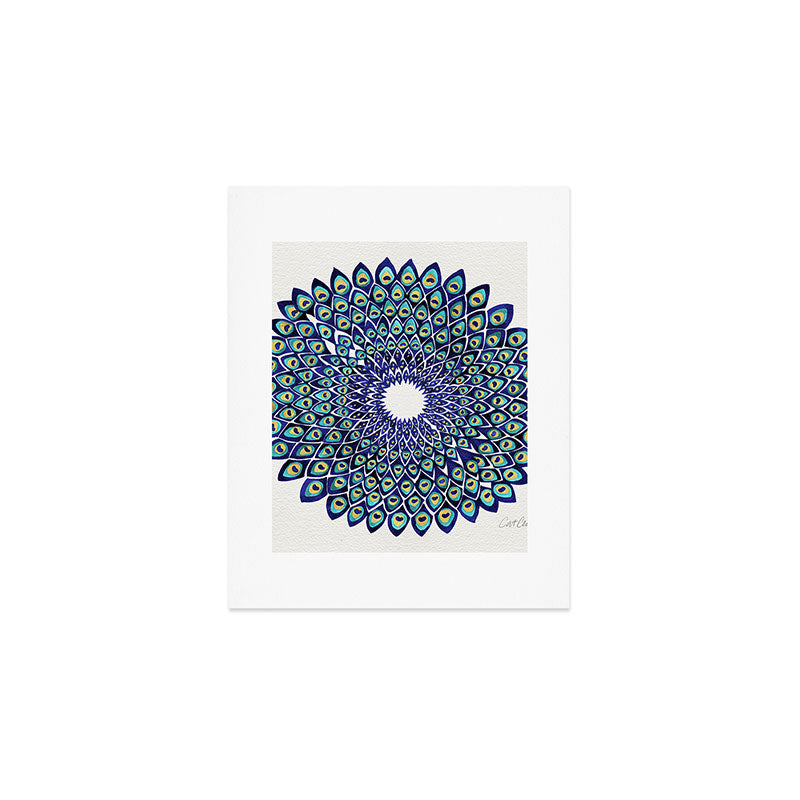 Peacock Mandala - Navy & Gold Art Print Gallery Image 1