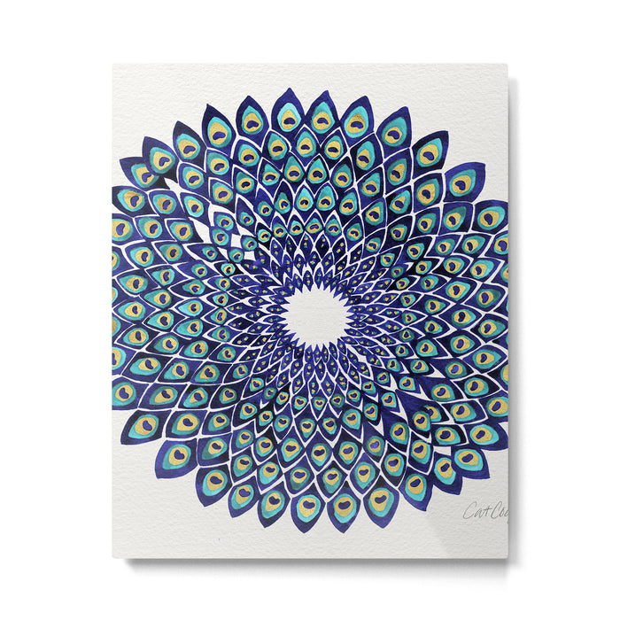 Peacock Mandala - Navy & Gold Metal Print Gallery Image 1