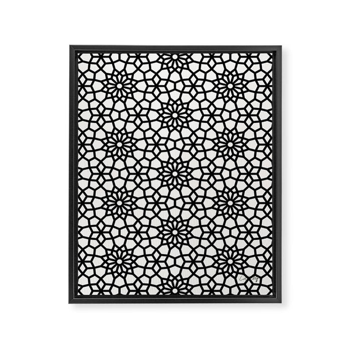 Persian Mosaic - Black Palette Framed Canvas Print Gallery Image 1