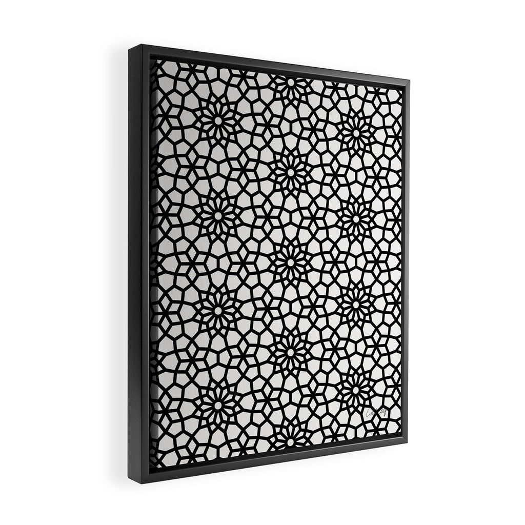 Persian Mosaic - Black Palette Framed Canvas Print Gallery Image 2