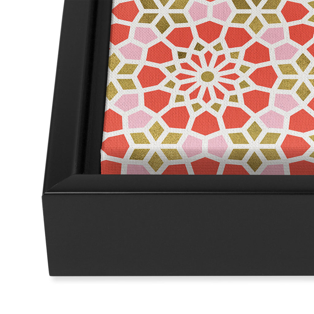 Persian Mosaic - Coral & Gold Palette Framed Canvas Print Gallery Image 3