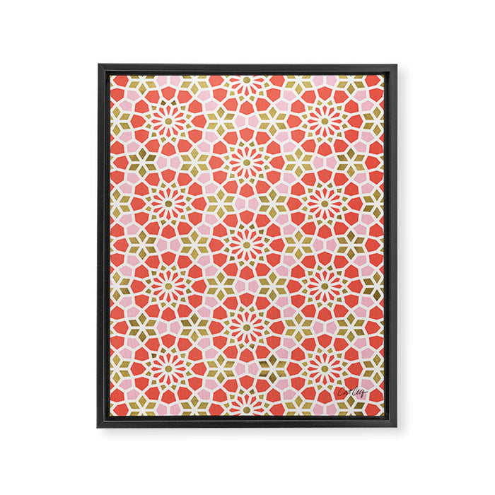Persian Mosaic - Coral & Gold Palette Framed Canvas Print Gallery Image 1