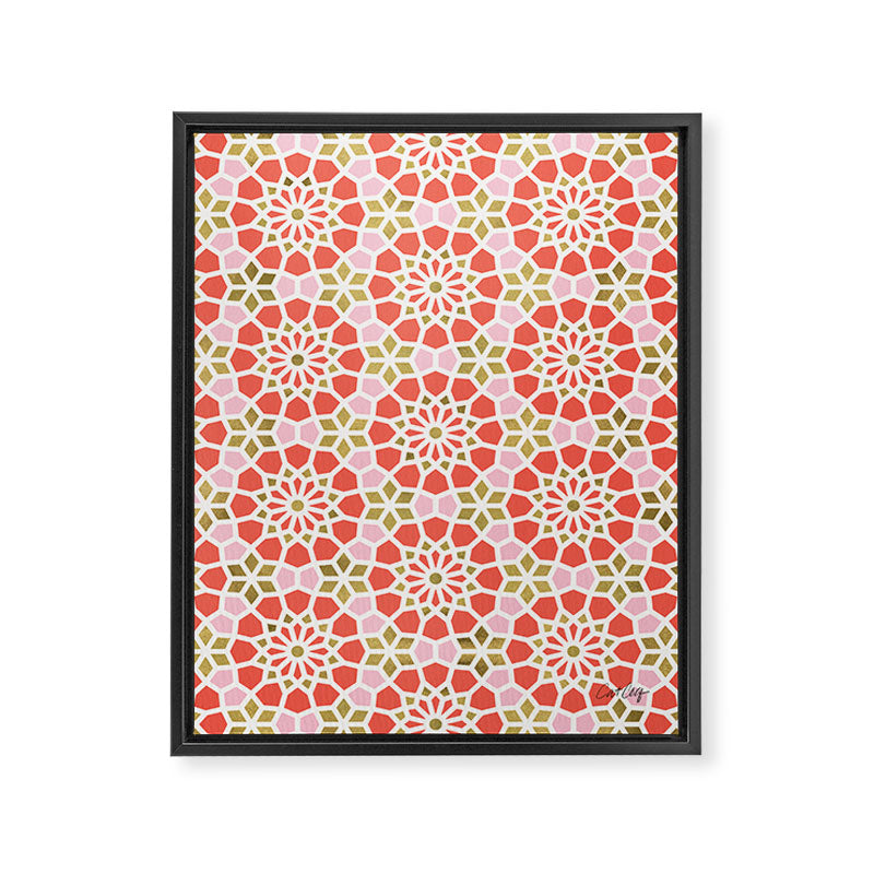 Persian Mosaic - Coral & Gold Palette Framed Canvas Print Gallery Image 8