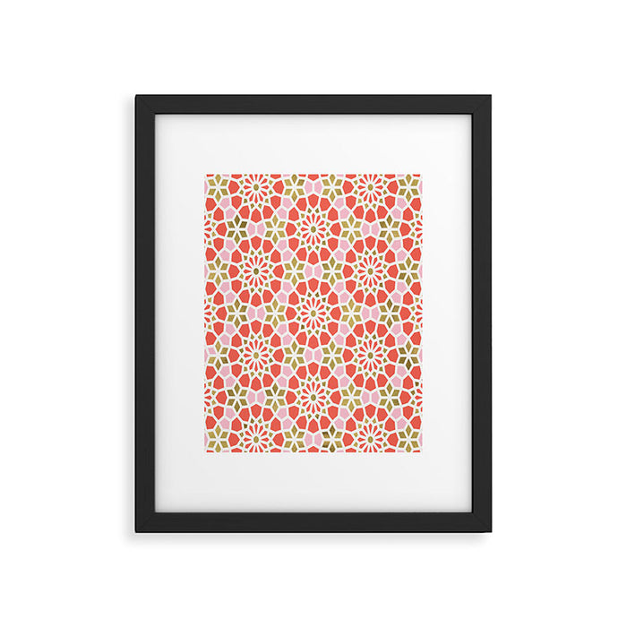 Persian Mosaic - Coral & Gold Palette Framed Art Print Gallery Image 1