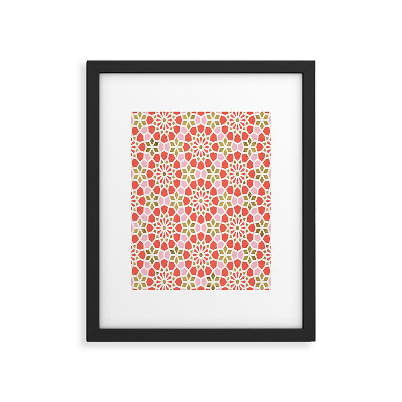 Persian Mosaic - Coral & Gold Palette Framed Art Print Gallery Image 4