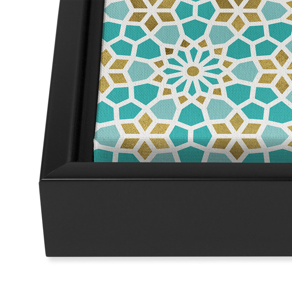Persian Mosaic - Mint & White Framed Canvas Print Gallery Image 3