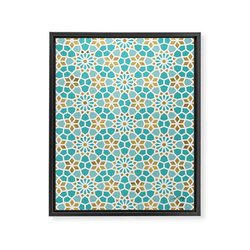 Persian Mosaic - Mint & White Framed Canvas Print Gallery Image 6