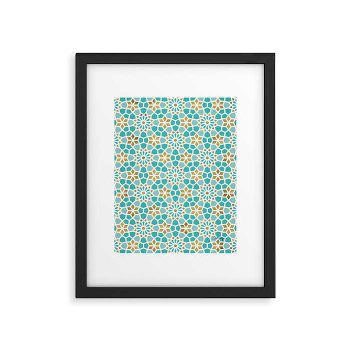 Persian Mosaic - Mint & White Framed Art Print Gallery Image 1