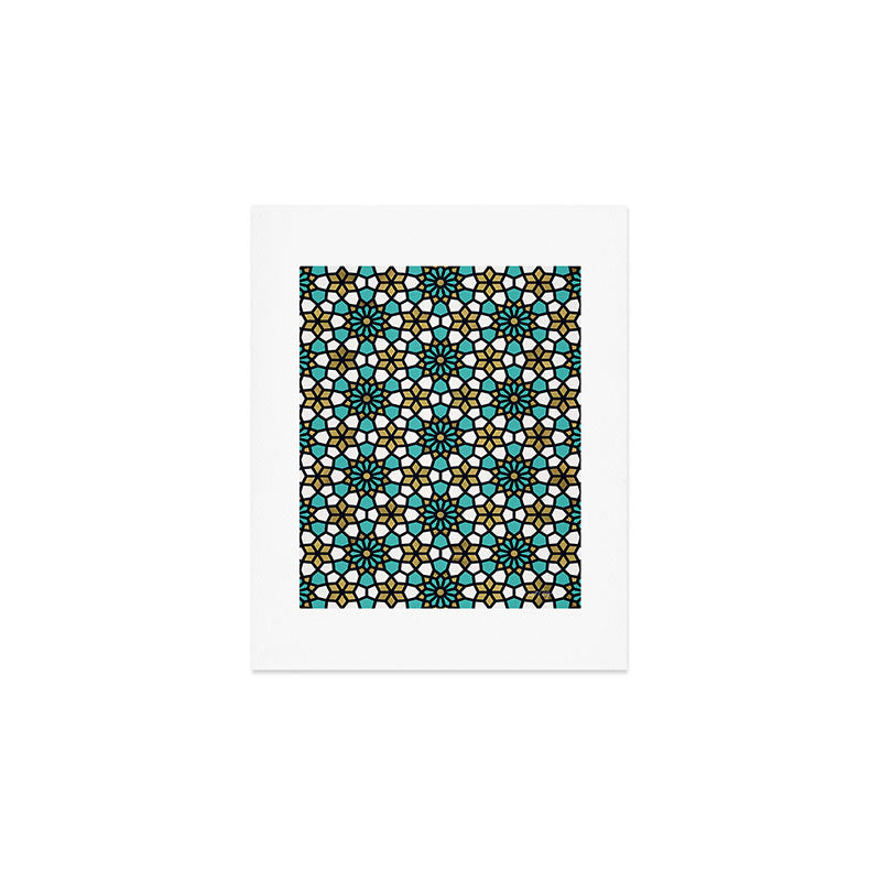 Persian Mosaic - Turquoise & Gold Palette Art Print Gallery Image 1