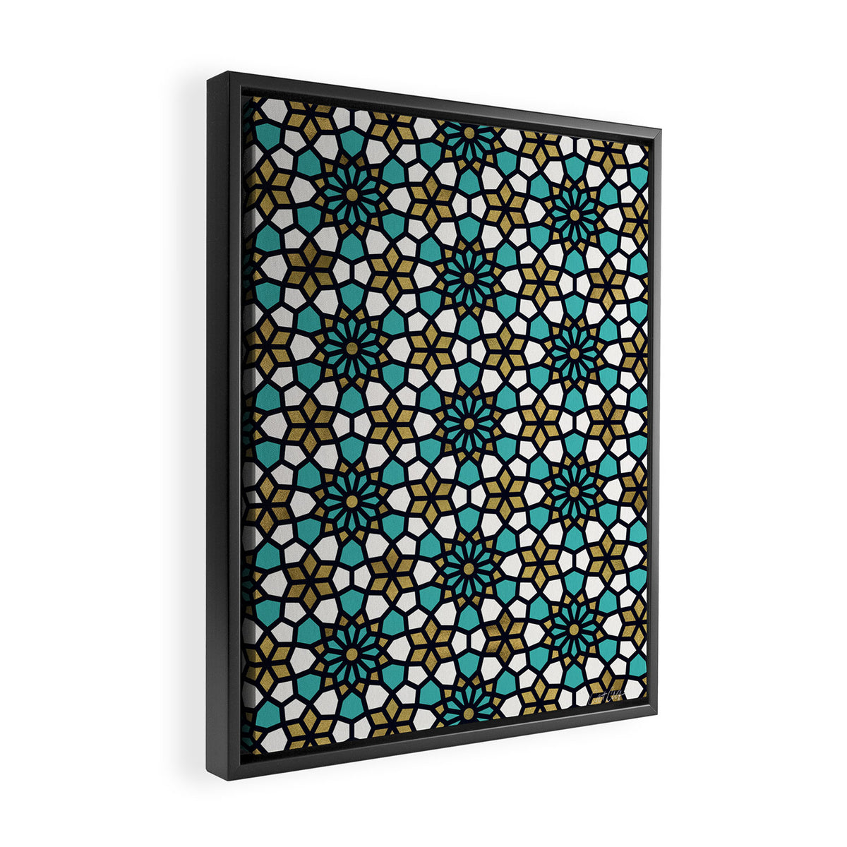Persian Mosaic - Turquoise & Gold Palette Framed Canvas Print Gallery Image 2