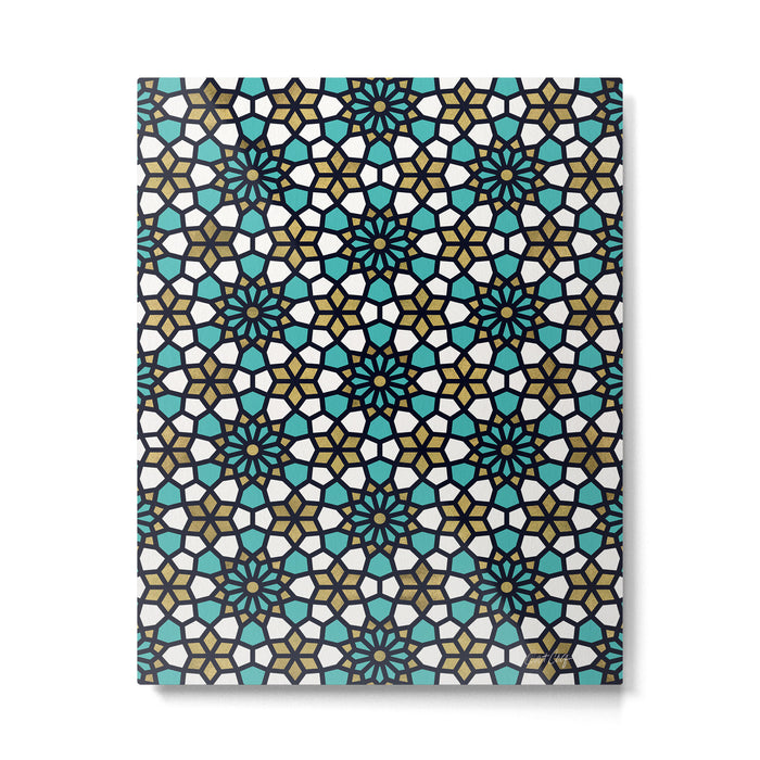Persian Mosaic - Turquoise & Gold Palette Metal Print Gallery Image 1