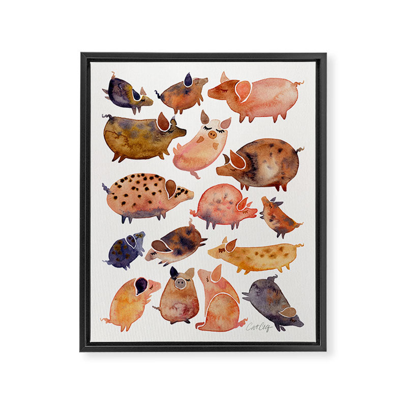 Pig Collection Framed Canvas Print Gallery Image 6