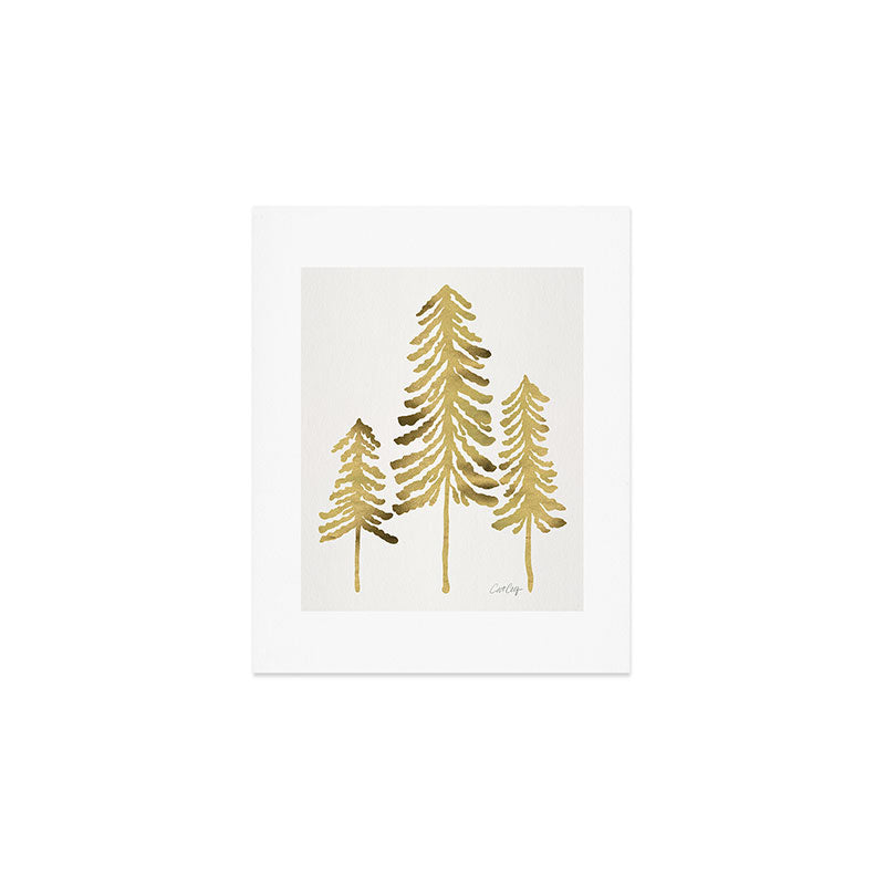 Pine Trees - Gold Palette Art Print Gallery Image 1
