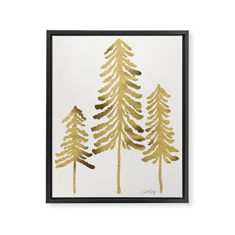 Pine Trees - Gold Palette Framed Canvas Print Gallery Image 8
