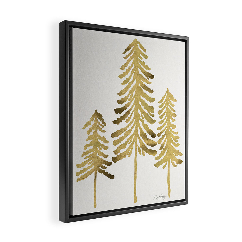 Pine Trees - Gold Palette Framed Canvas Print Gallery Image 2