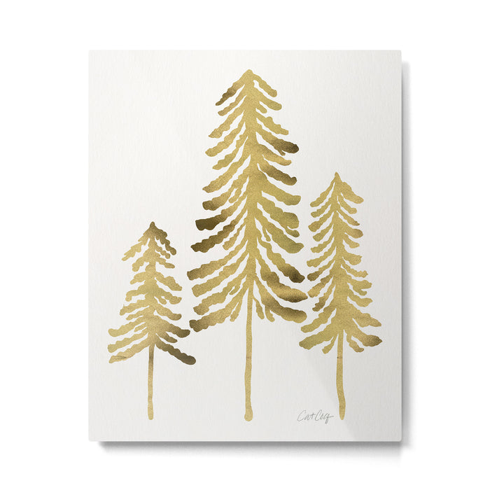 Pine Trees - Gold Palette Metal Print Gallery Image 1