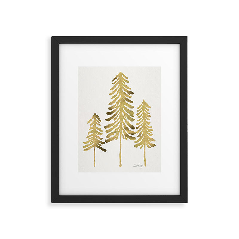 Pine Trees - Gold Palette Framed Art Print Gallery Image 6