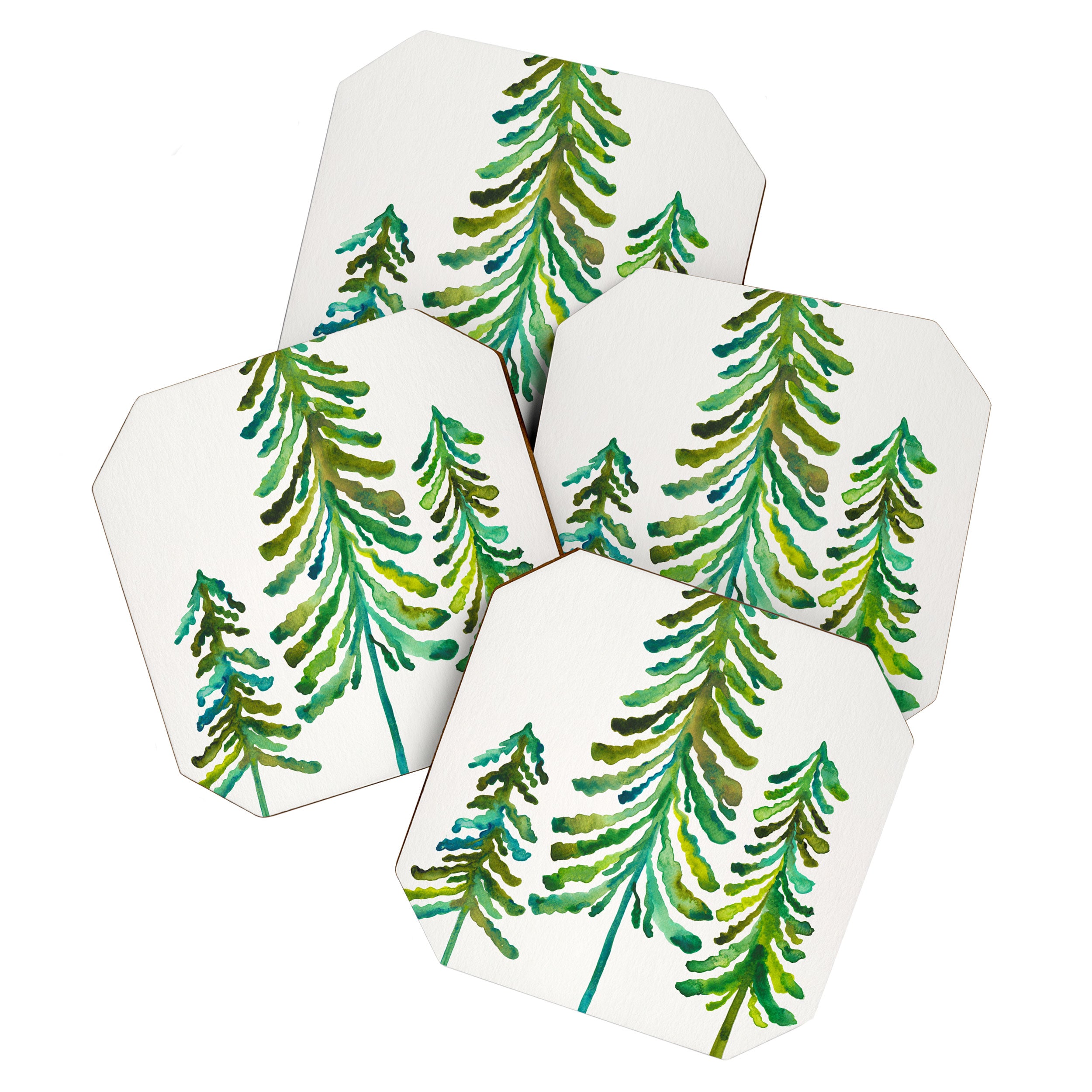 Pine Trees - Green Palette Coaster Gallery Image 1
