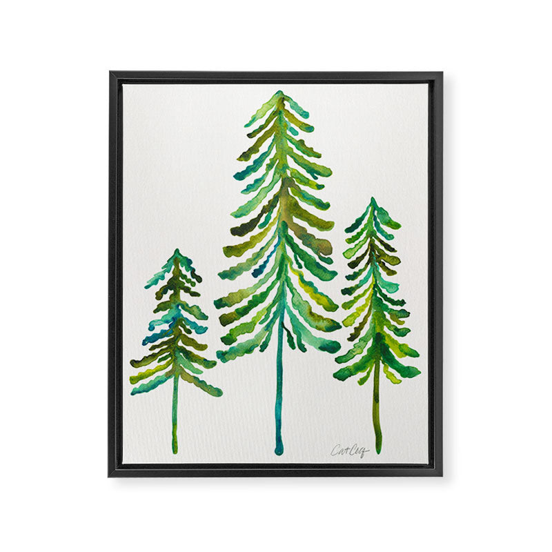 Pine Trees - Green Palette Framed Canvas Print Gallery Image 6
