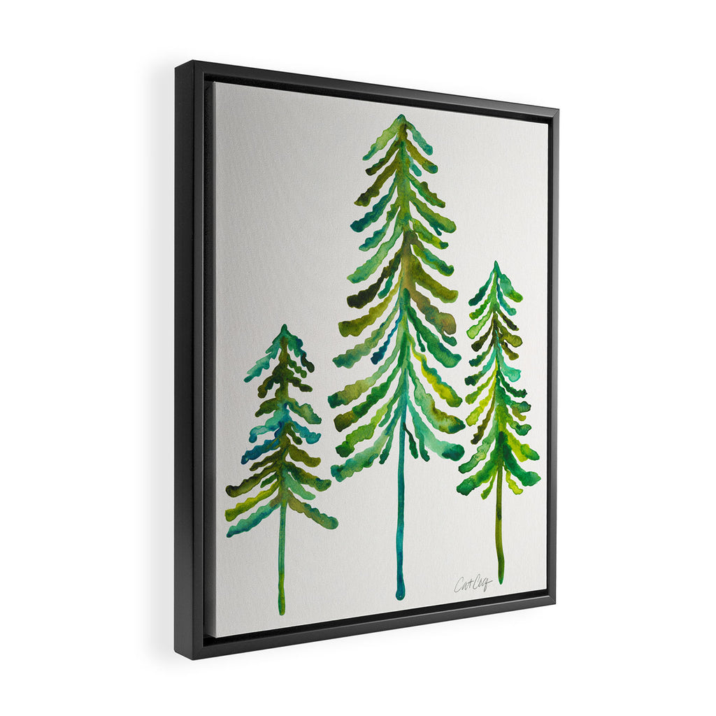 Pine Trees - Green Palette Framed Canvas Print Gallery Image 2