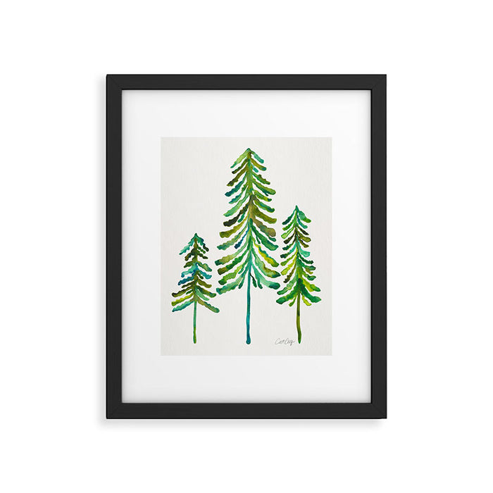 Pine Trees - Green Palette Framed Art Print Gallery Image 1