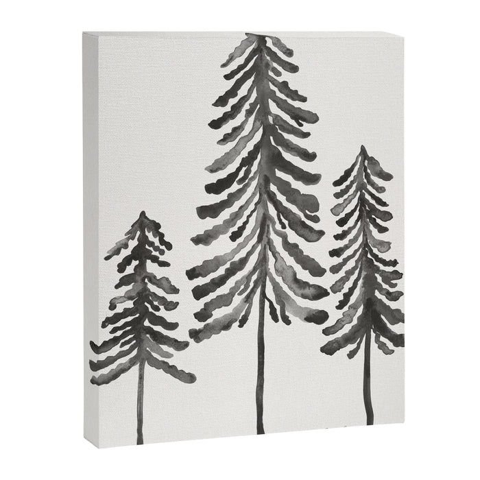 Pine Trees - Black Ink Canvas Print Gallery Image 1