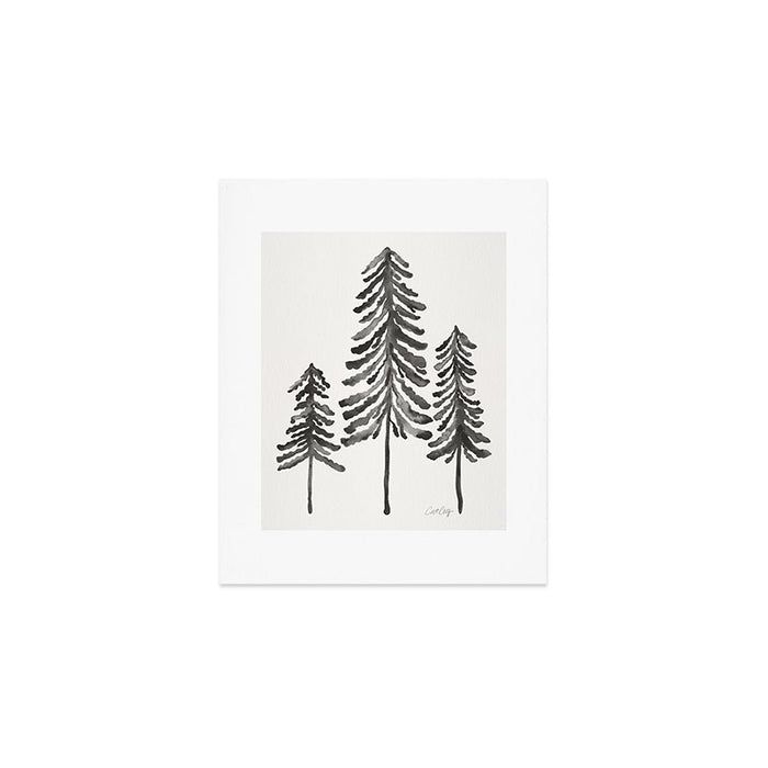 Pine Trees - Black Ink Art Print Gallery Image 1