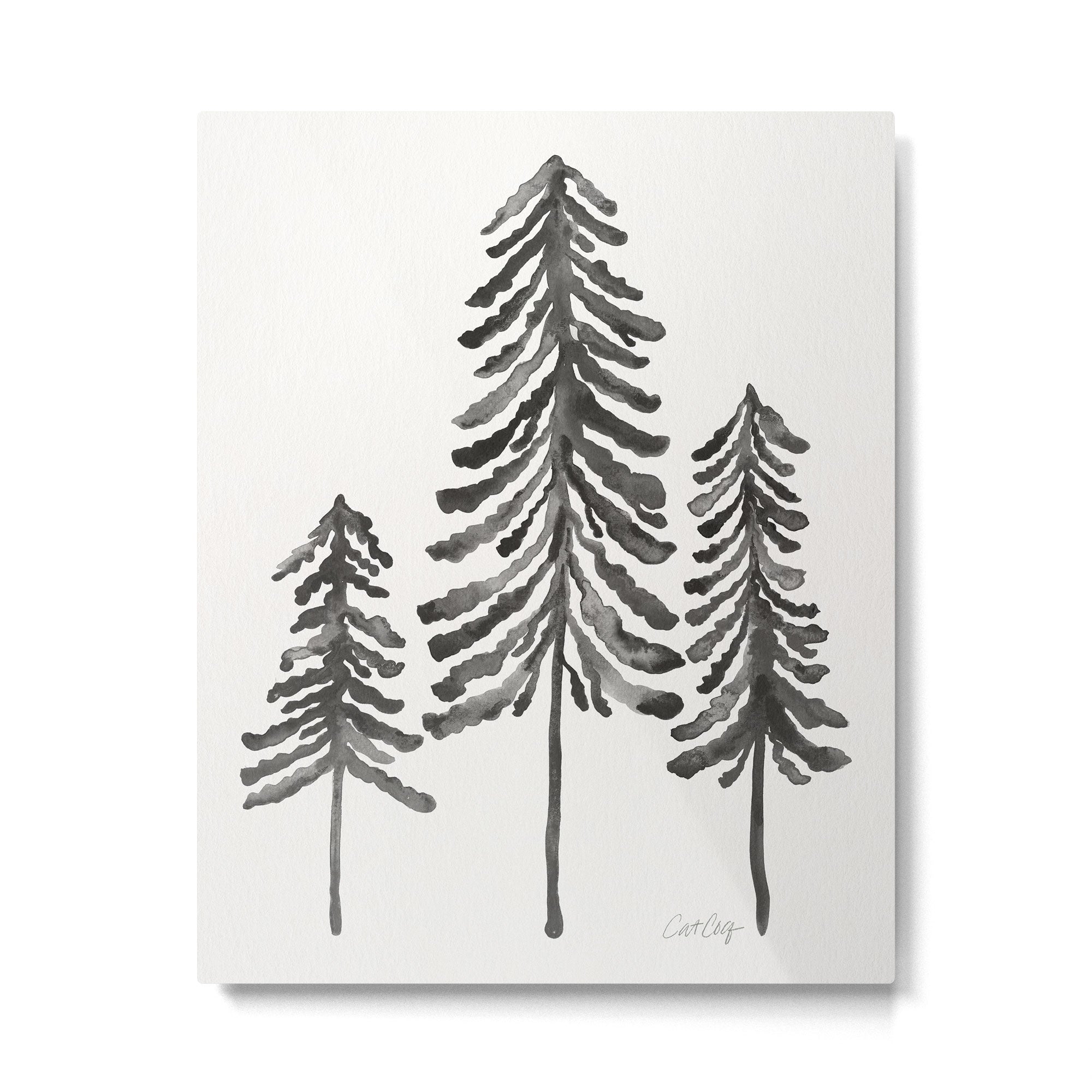 Pine Trees - Black Ink Metal Print Gallery Image 4