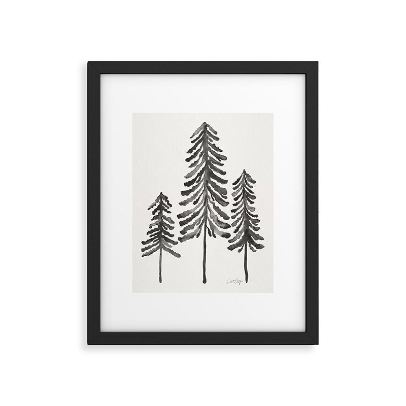 Pine Trees - Black Ink Framed Art Print Gallery Image 5