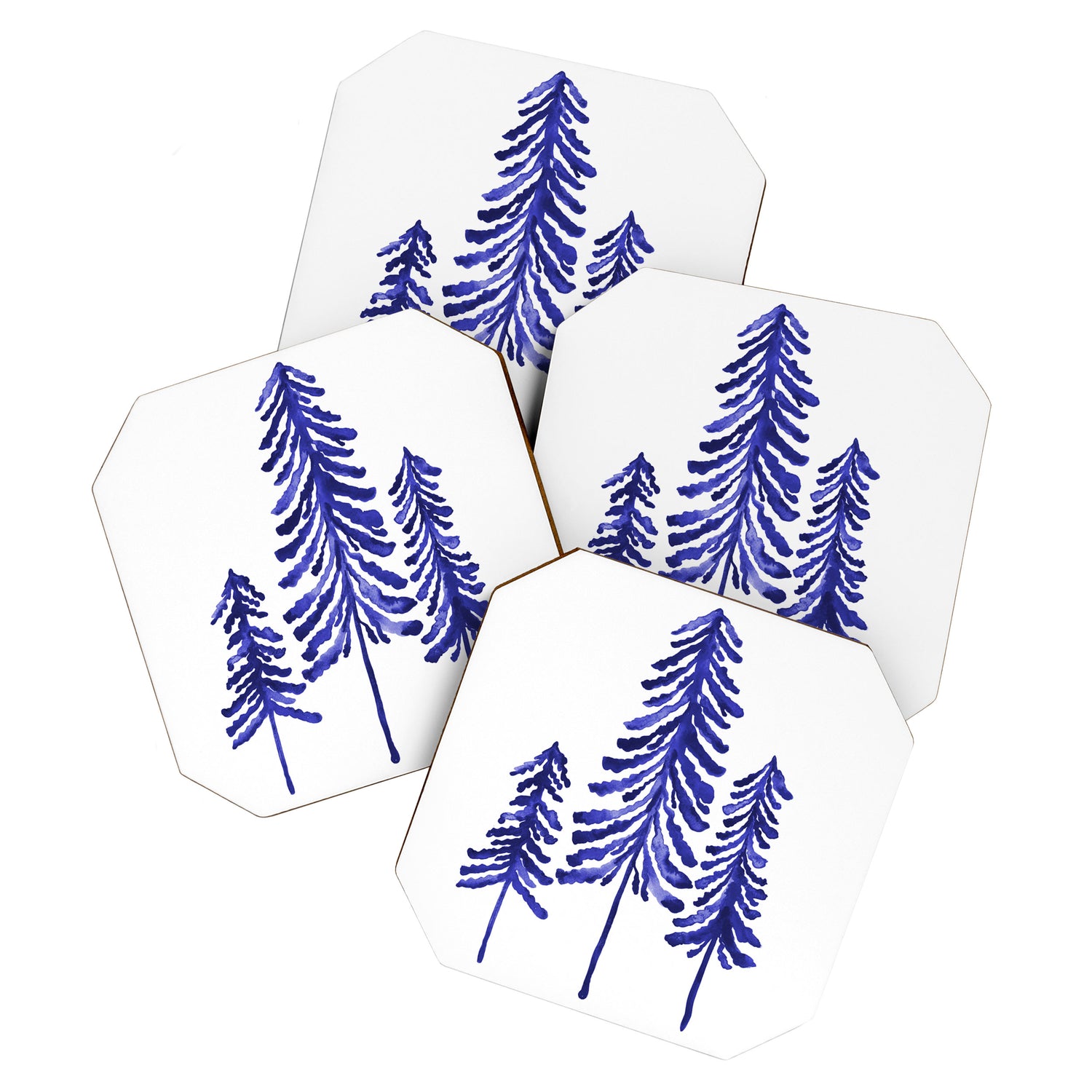 Pine Trees - Navy Coaster Gallery Image 1