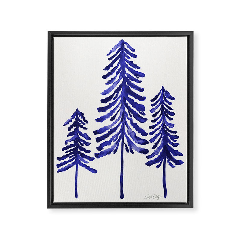 Pine Trees - Navy Framed Canvas Print Gallery Image 8