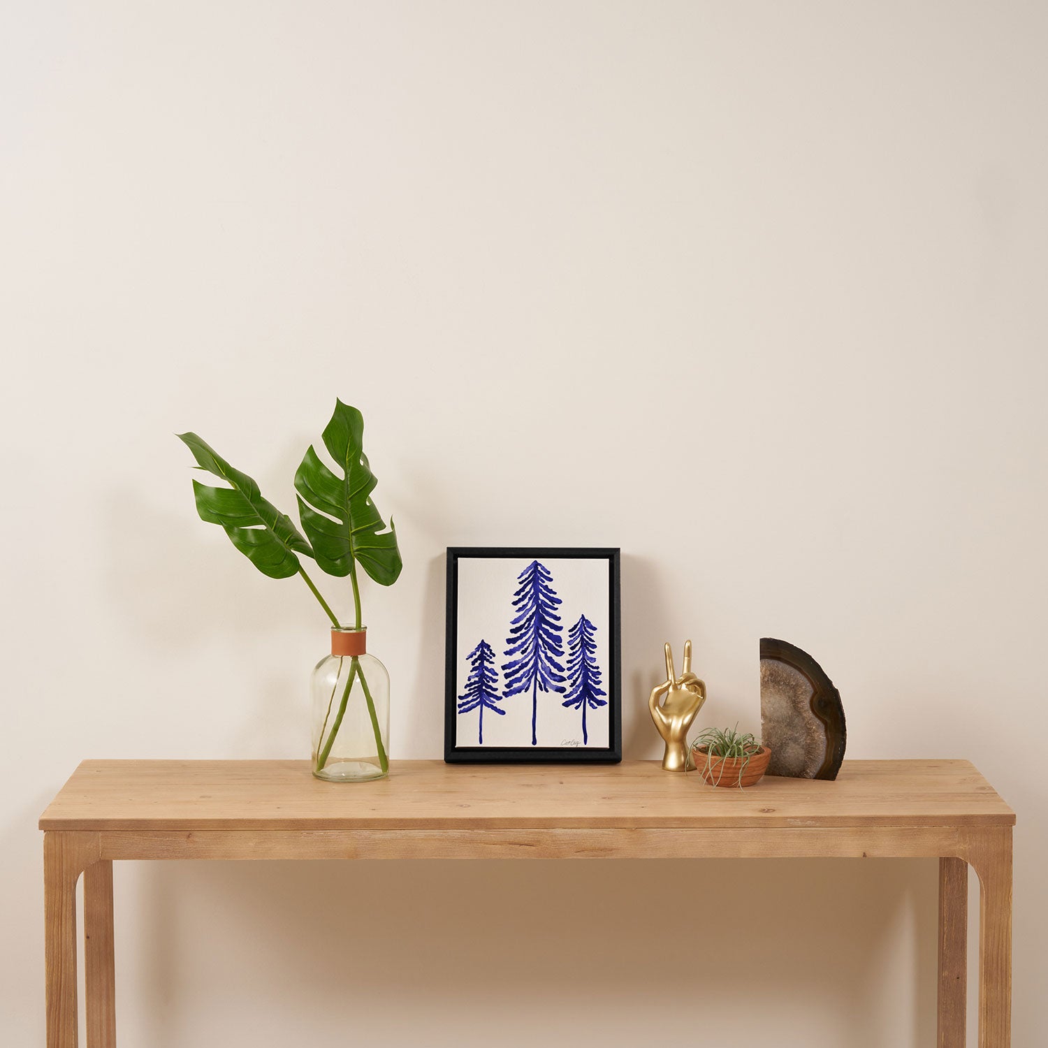 Pine Trees - Navy Framed Canvas Print Gallery Image 4