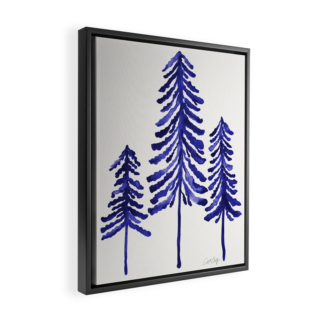 Pine Trees - Navy Framed Canvas Print Gallery Image 2