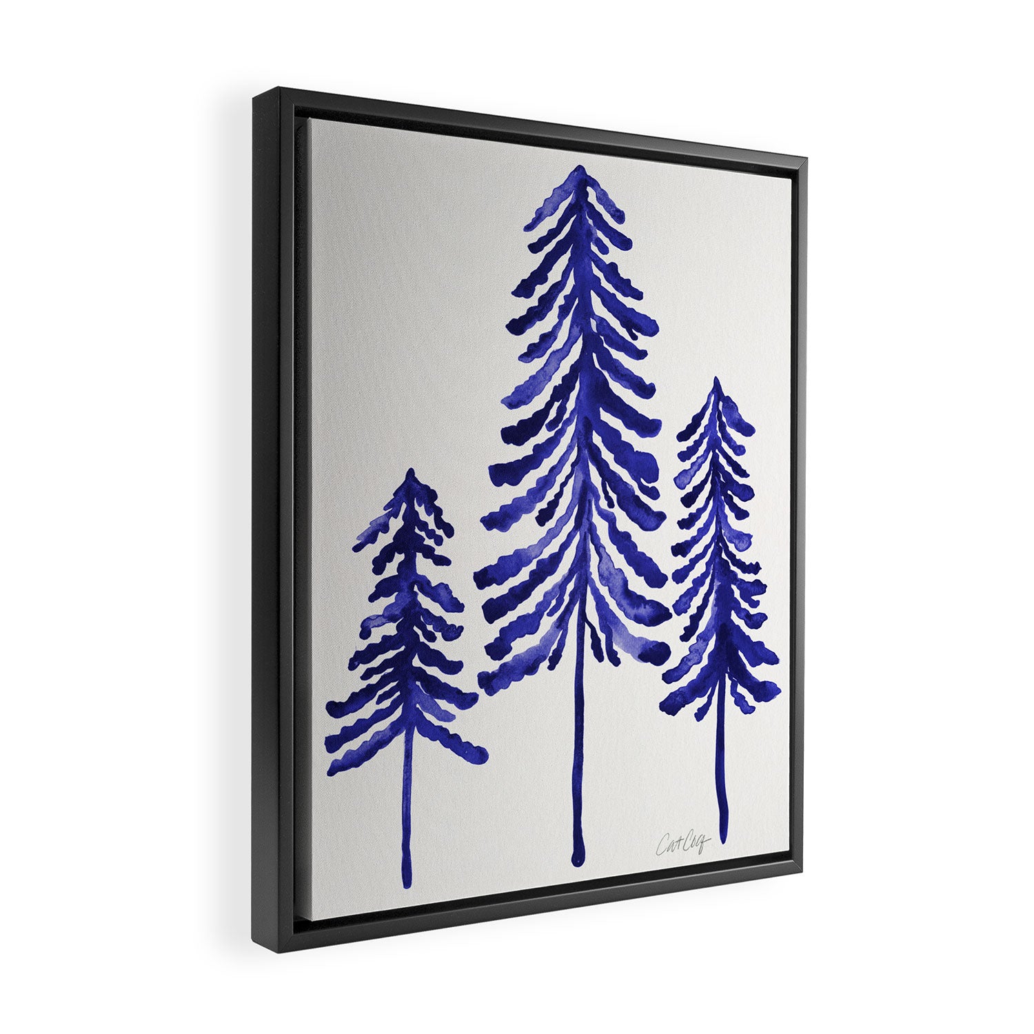 Pine Trees - Navy Framed Canvas Print Gallery Image 2