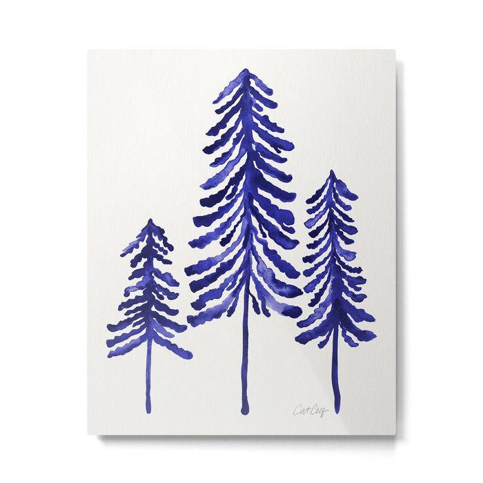 Pine Trees - Navy Metal Print Gallery Image 1