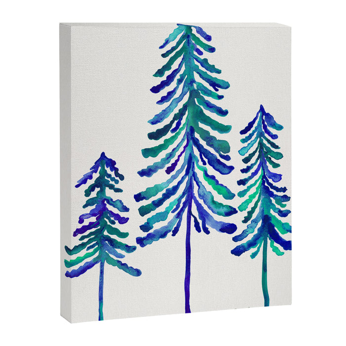 Pine Trees - Navy & Turquoise Palette Canvas Print Gallery Image 1