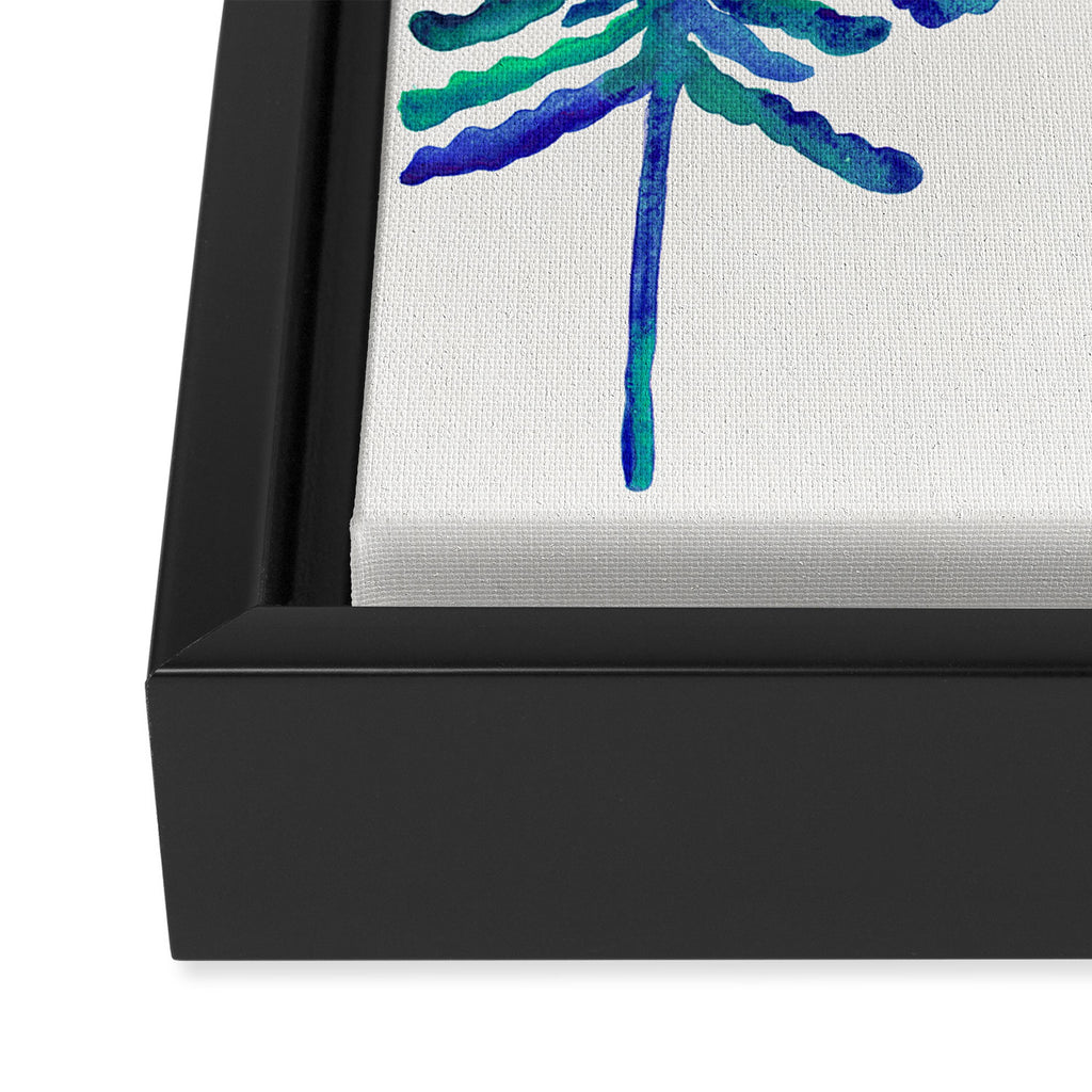 Pine Trees - Navy & Turquoise Palette Framed Canvas Print Gallery Image 3