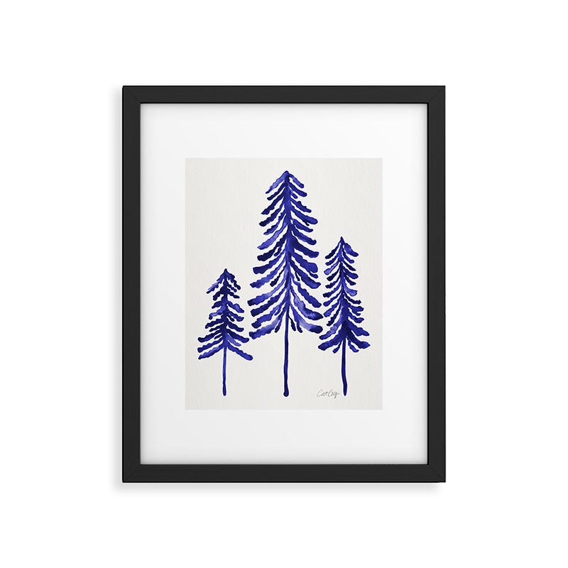Pine Trees - Navy Framed Art Print Gallery Image 6