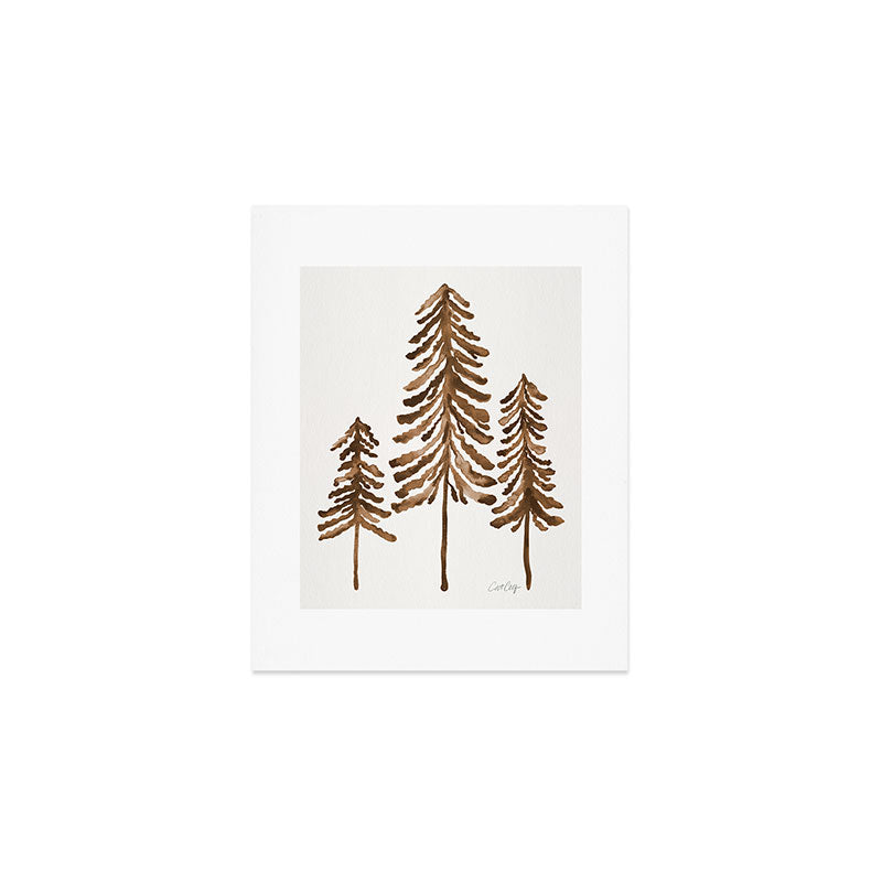 Pine Trees - Sepia Palette Art Print Gallery Image 1