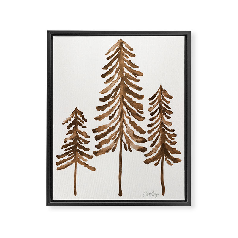 Pine Trees - Sepia Palette Framed Canvas Print Gallery Image 6