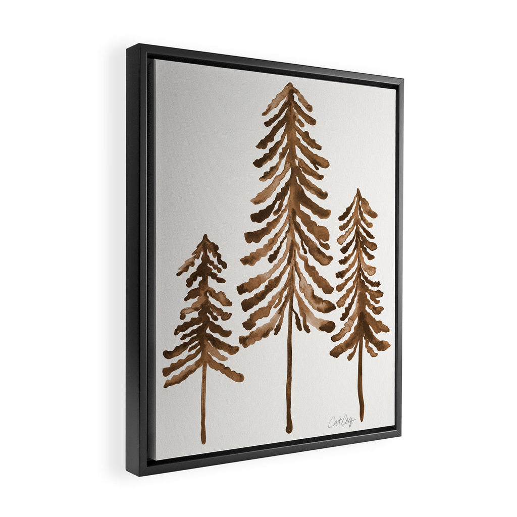 Pine Trees - Sepia Palette Framed Canvas Print Gallery Image 2